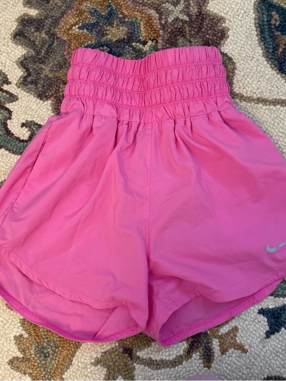 Nike Hot Pink High-Rise Athletic Shorts with Smocked Waist